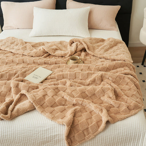 200*230Cm Khaki Ultra Soft Waffle Textured Plush Fleece Blanket Large Cozy All Season Throw For Bed & Sofa Blankets