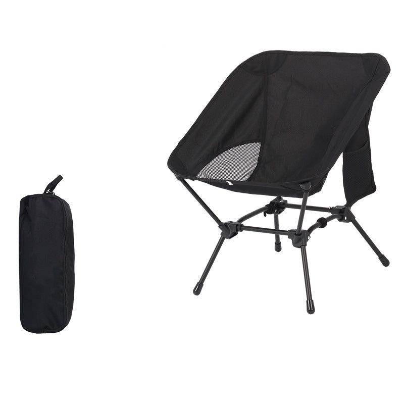 Black Lightweight Portable Camping Chair Adjustable Height Folding Moon With Breathable Mesh Carry Bag Camping Chairs