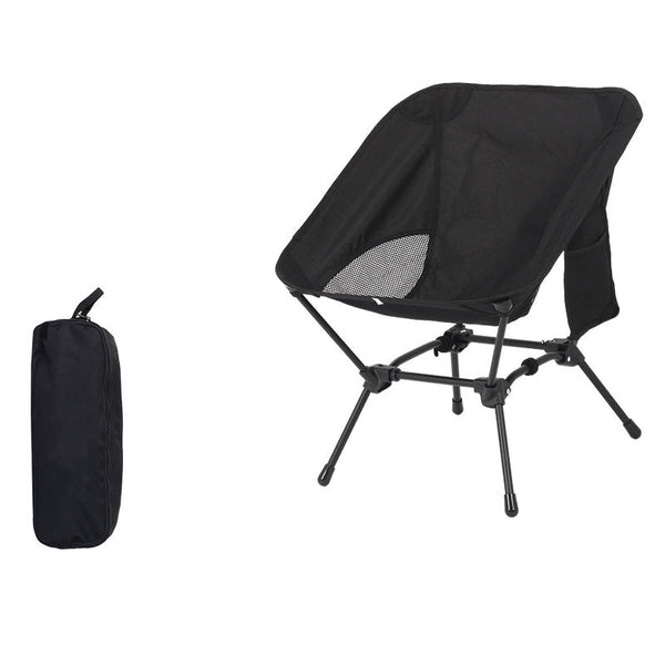 Black Lightweight Portable Camping Chair Adjustable Height Folding Moon With Breathable Mesh Carry Bag Camping Chairs