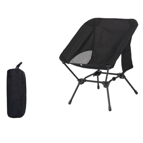 Black Lightweight Portable Camping Chair Adjustable Height Folding Moon With Breathable Mesh Carry Bag Camping Chairs
