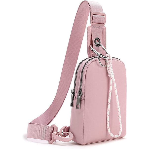 Pink Compact Waterproof Sling Bag Unisex Mini Crossbody Chest Pack With Adjustable Reversible Strap Women's Bags & Handbags