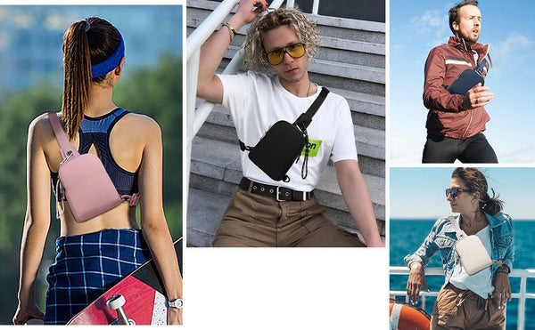 Pink Compact Waterproof Sling Bag Unisex Mini Crossbody Chest Pack With Adjustable Reversible Strap Women's Bags & Handbags