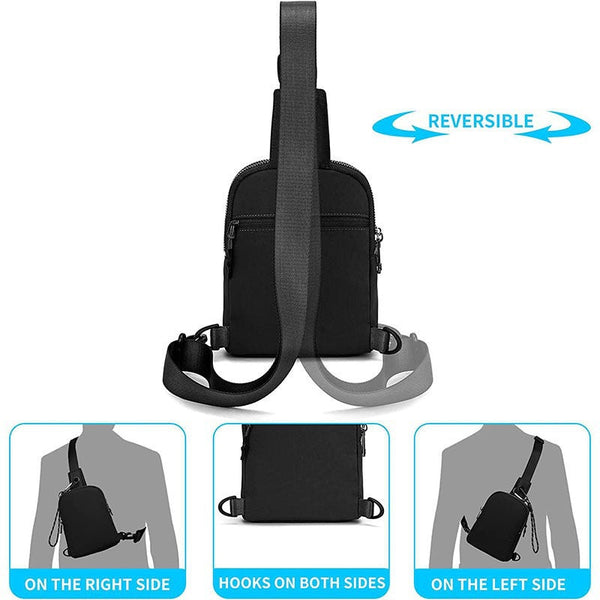 Pink Compact Waterproof Sling Bag Unisex Mini Crossbody Chest Pack With Adjustable Reversible Strap Women's Bags & Handbags