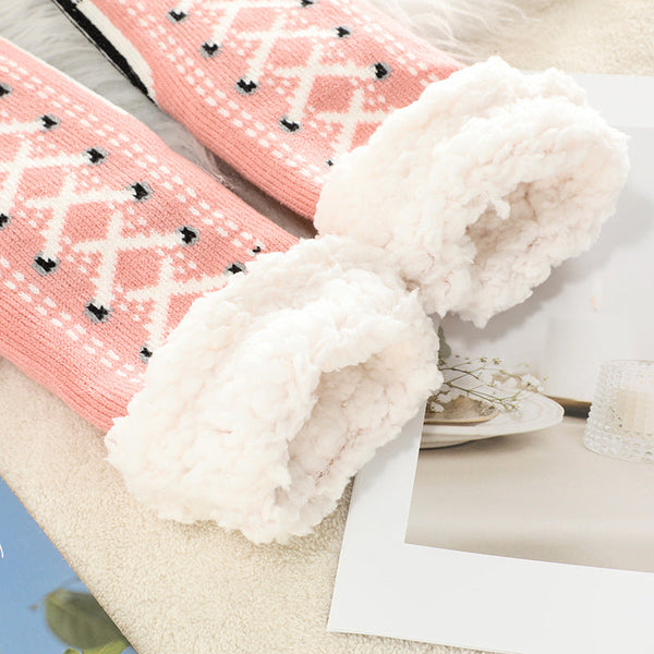 2 Pcs Grey Women's Ultra Soft Sherpa Lined Slipper Socks Cozy Warm Non Gripper Home Womens Socks