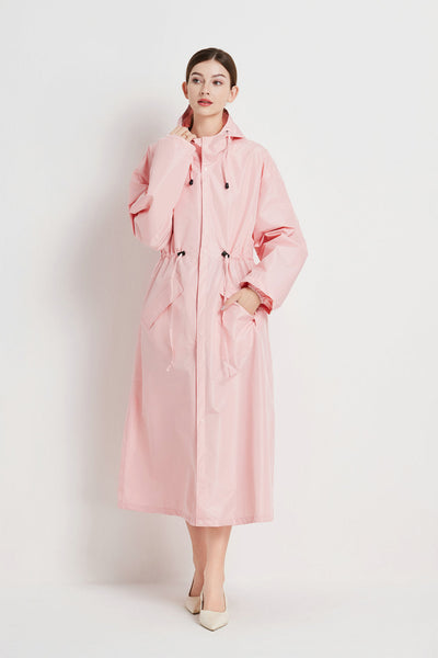 Size Xl Pink Womens Chic Lightweight Waterproof Raincoat Long Hooded Packable Jacket With Pouch Coats Jackets & Vests