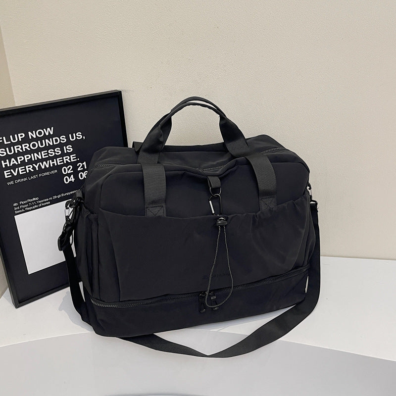 Black Large Capacity Travel Bag With Wet Dry Separation Canvas Polyester Lightweight Handbag Women's Bags & Handbags