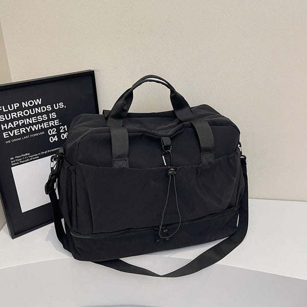 Black Large Capacity Travel Bag With Wet Dry Separation Canvas Polyester Lightweight Handbag Women's Bags & Handbags