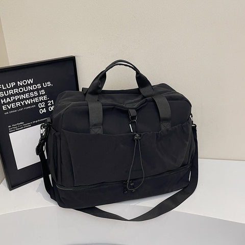 Black Large Capacity Travel Bag With Wet Dry Separation Canvas Polyester Lightweight Handbag Women's Bags & Handbags
