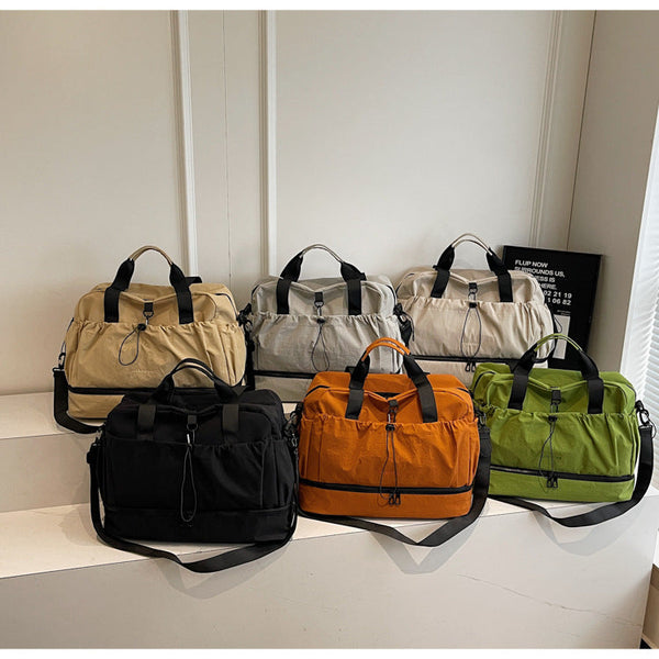 Orange And Black Large Capacity Travel Bag With Wet/Dry Separation Lightweight Handbag Women's Bags & Handbags