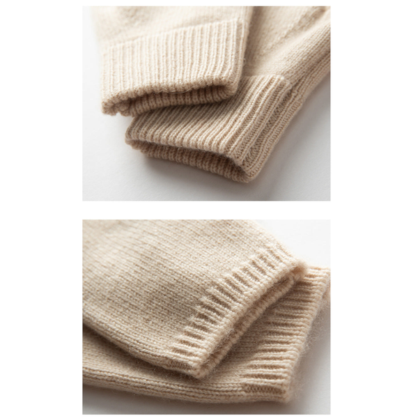Dark Grey Color Block Cashmere Fingerless Gloves For Women Autumn Winter Outdoor Cold Protection Warm Knitted Gloves & Mittens