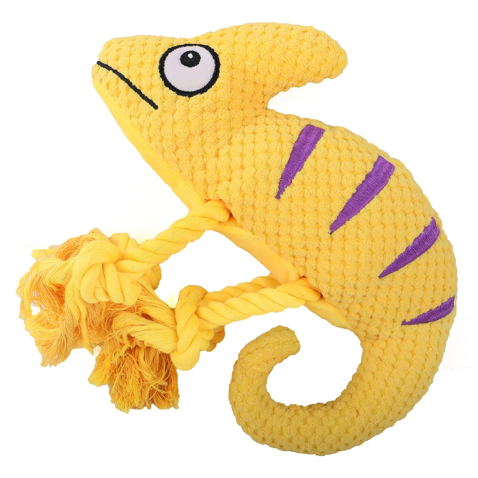 2 Pcs Yellow Interactive Plush Chameleon Dog Toy With Squeaker & Rope Legs Durable Chew For Medium/Large Dogs Teeth Cleaning Texture Machine Washable