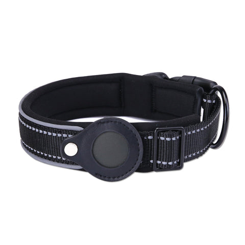 Size L Black Reflective Adjustable Anti Lost Pet Collar (For Apple Airtag Only Tracker Not Included) Dog Collars