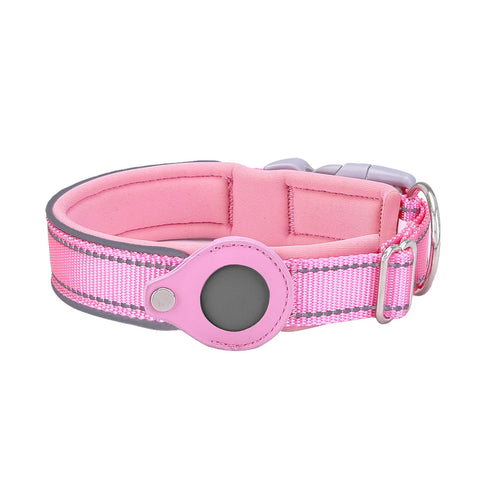 Size Xl Pink Reflective Adjustable Anti Lost Pet Collar (For Apple Airtag Only Tracker Not Included) Dog Collars