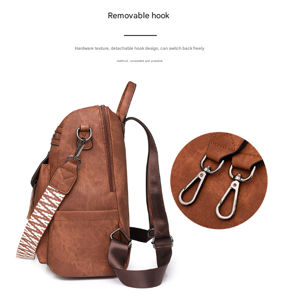 Blue Chic Women's Pu Leather Convertible Backpack Anti Theft Design Multi Pocket Shoulder Bag With Tassel Women Backpacks