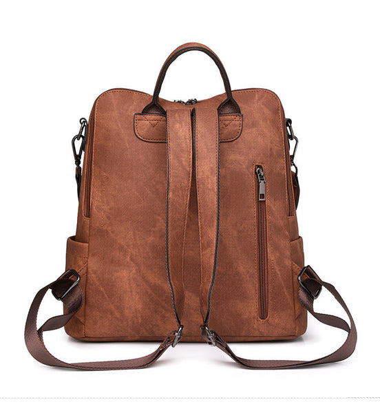 Blue Chic Women's Pu Leather Convertible Backpack Anti Theft Design Multi Pocket Shoulder Bag With Tassel Women Backpacks