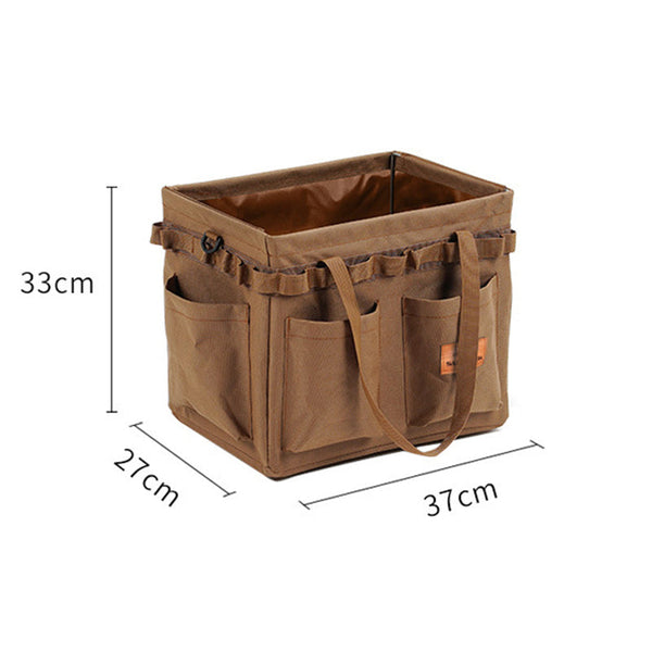 Brown Heavy Duty Foldable Outdoor Camping Storage Box Oxford Cloth Collapsible Gear Organizer Tote With Pockets Storage Boxes