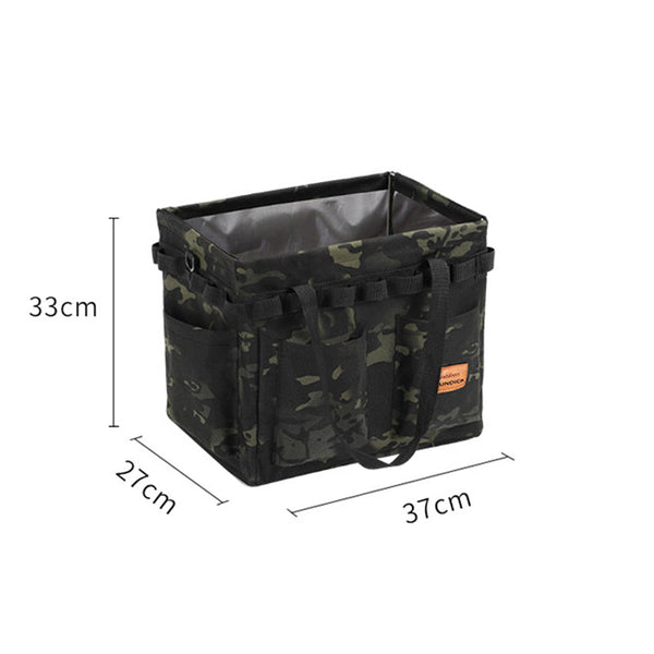 Black Camouflage Heavy Duty Foldable Outdoor Camping Storage Box Oxford Cloth Collapsible Gear Organizer Tote With Pockets Storage Boxes