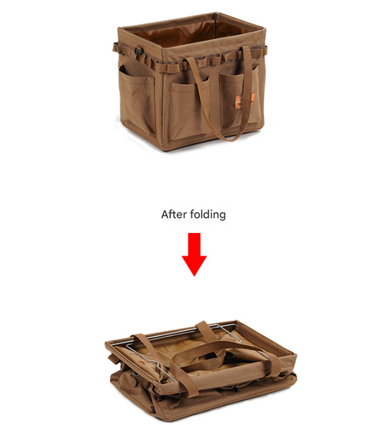 Green Heavy Duty Foldable Outdoor Box Oxford Cloth Collapsible Gear Organizer Tote With Pockets Camping Storage