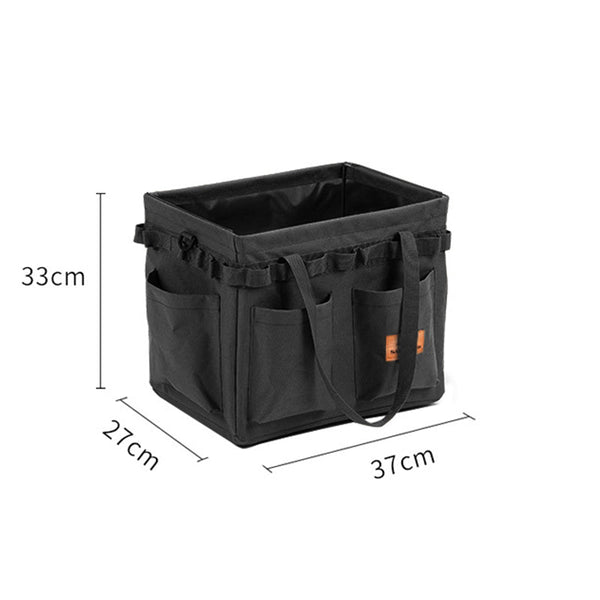 Black Heavy Duty Foldable Outdoor Camping Storage Box Oxford Cloth Collapsible Gear Organizer Tote With Pockets Storage Boxes