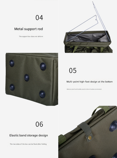 Black Heavy Duty Foldable Outdoor Camping Storage Box Oxford Cloth Collapsible Gear Organizer Tote With Pockets Storage Boxes