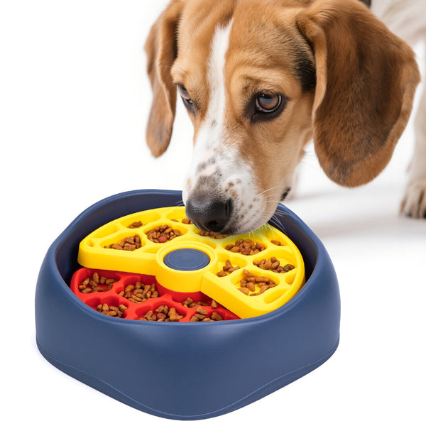 Redyellow And Blue Interactive Dog Puzzle Feeder Bowl Slow Eating & Mental Stimulation Toy For Small Medium Breeds Dog Bowls