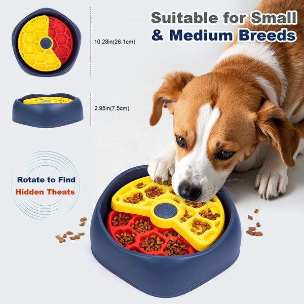 Redyellow And Blue Interactive Dog Puzzle Feeder Bowl Slow Eating & Mental Stimulation Toy For Small Medium Breeds Dog Bowls