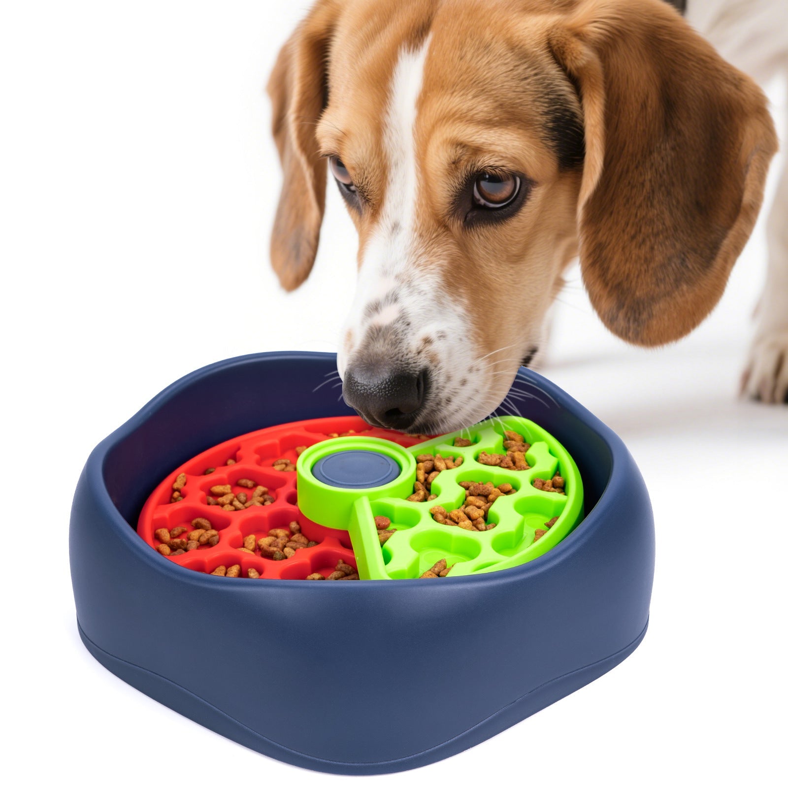 Redgreen And Blue Interactive Dog Puzzle Feeder Bowl Slow Eating & Mental Stimulation Toy For Small Medium Breeds Dog Bowls