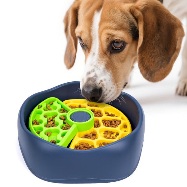 Yellowgreen And Blue Interactive Dog Puzzle Feeder Bowl Slow Eating & Mental Stimulation Toy For Small Medium Breeds Dog Bowls
