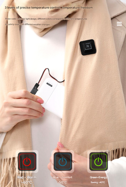 Black Usb Electric Heated Scarf 3 Level Setting Winter Neck Warmer Scarves & Wraps