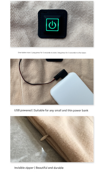 Black Usb Electric Heated Scarf 3 Level Setting Winter Neck Warmer Scarves & Wraps