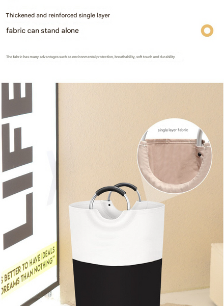 Grey And White Large 90L Freestanding Laundry Hamper Collapsible Clothes Basket With Aluminum Soft Grip Handles Laundry Baskets & Hampers