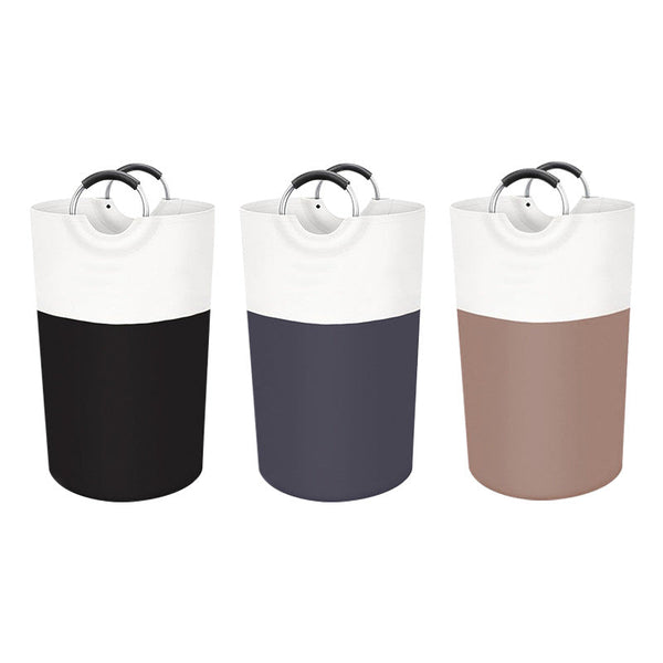 Black And White Large 90L Freestanding Laundry Hamper Collapsible Clothes Basket With Aluminum Soft Grip Handles Laundry Baskets & Hampers