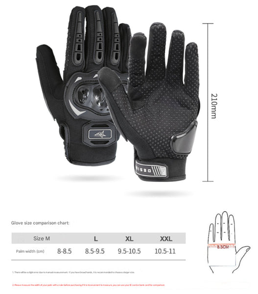 Size M Black Protective Motorcycle Riding Hard Knuckle Armour & Touchscreen Fingertips Gloves
