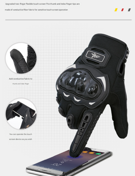 Size M Black Protective Motorcycle Riding Hard Knuckle Armour & Touchscreen Fingertips Gloves