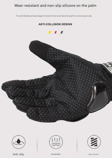 Size L Black Protective Motorcycle Riding Hard Knuckle Armour & Touchscreen Fingertips Gloves
