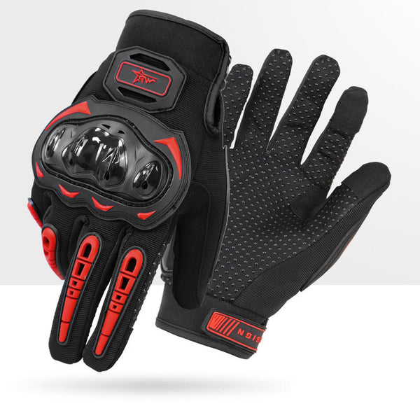 Size M Red And Black Protective Motorcycle Riding Hard Knuckle Armour & Touchscreen Fingertips Gloves