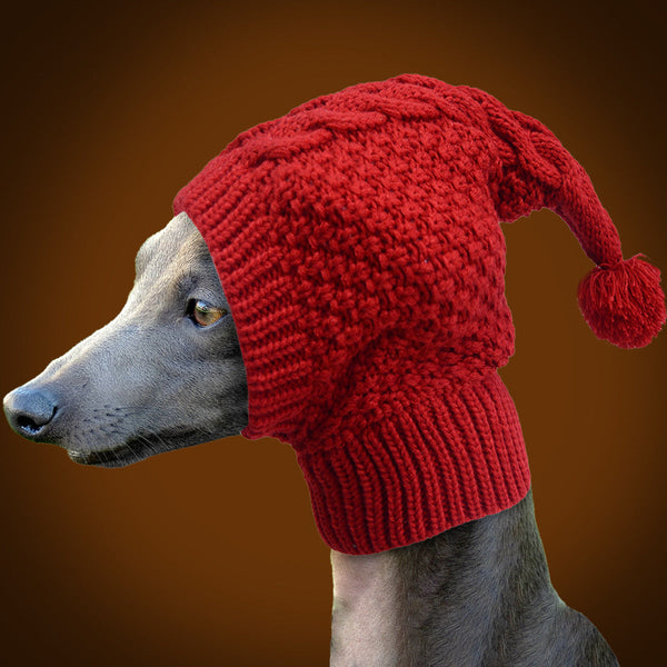 Size Red Whimsical Knit Dog Hat With Pom Pom Cozy Winter Pet Beanie & Snood Dog Clothing & Shoes