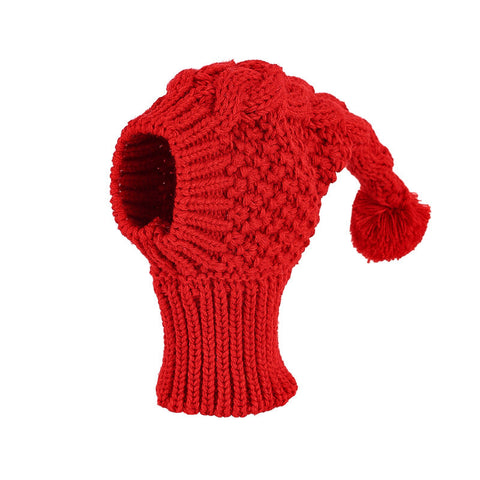 Size M Red Whimsical Knit Dog Hat With Pom Cozy Winter Pet Beanie & Snood Dog Clothing & Shoes