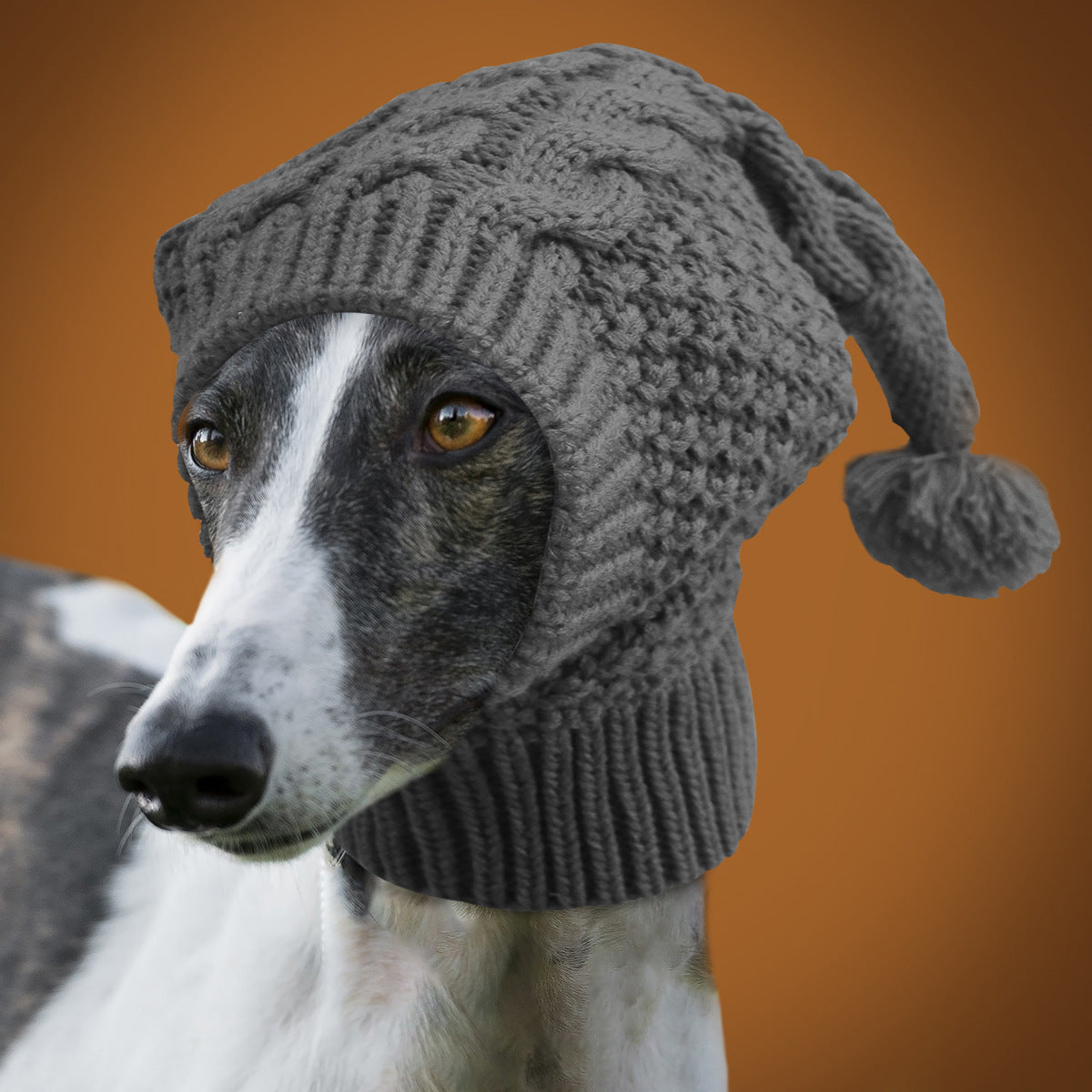 Size Grey Whimsical Knit Dog Hat With Pom Cozy Winter Pet Beanie & Snood Dog Clothing & Shoes