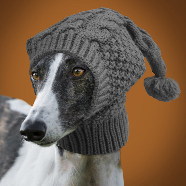 Size Grey Whimsical Knit Dog Hat With Pom Cozy Winter Pet Beanie & Snood Dog Clothing & Shoes