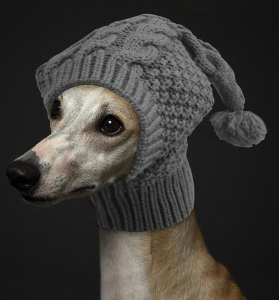 Size Grey Whimsical Knit Dog Hat With Pom Cozy Winter Pet Beanie & Snood Dog Clothing & Shoes