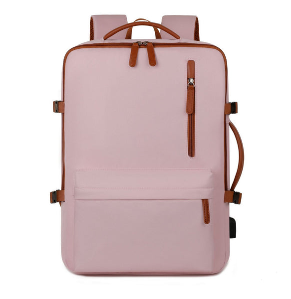 Pink Expandable Laptop Backpack With Usb Port Stylish Travel & Business Daypack Laptop Cases & Bags