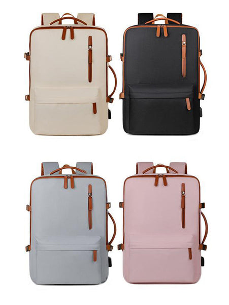 Beige Expandable Laptop Backpack With Usb Port Stylish Travel & Business Daypack Laptop Cases & Bags