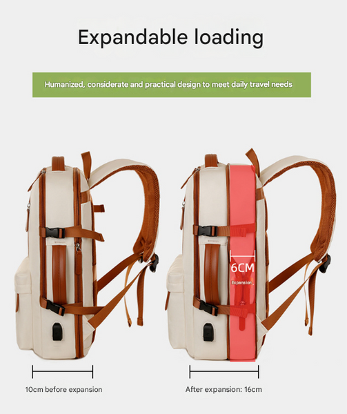 Beige Expandable Laptop Backpack With Usb Port Stylish Travel & Business Daypack Laptop Cases & Bags