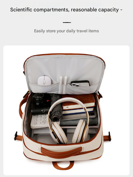 Beige Expandable Laptop Backpack With Usb Port Stylish Travel & Business Daypack Laptop Cases & Bags