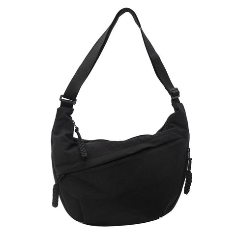 Black Large Nylon Crescent Crossbody Bag Casual Slouchy Shoulder Purse Women's Bags & Handbags