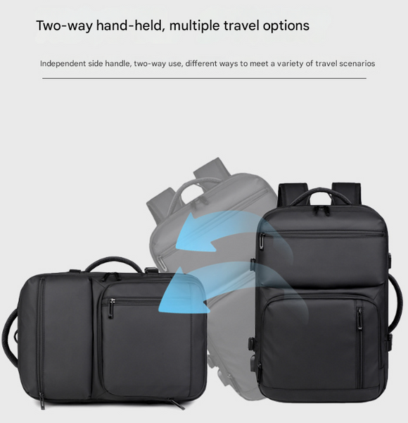 Black Expandable Business Travel Backpack With Usb Charging Port Water Resistant Laptop Bag For Commuting & Carry On Laptop Cases & Bags