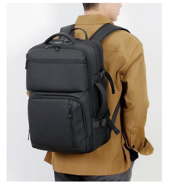 Black Expandable Business Travel Backpack With Usb Charging Port Water Resistant Laptop Bag For Commuting & Carry On Laptop Cases & Bags