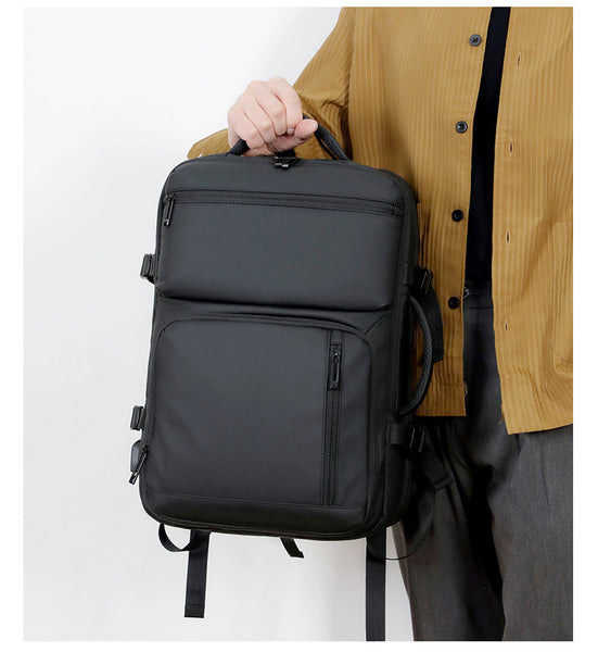 Black Expandable Business Travel Backpack With Usb Charging Port Water Resistant Laptop Bag For Commuting & Carry On Laptop Cases & Bags