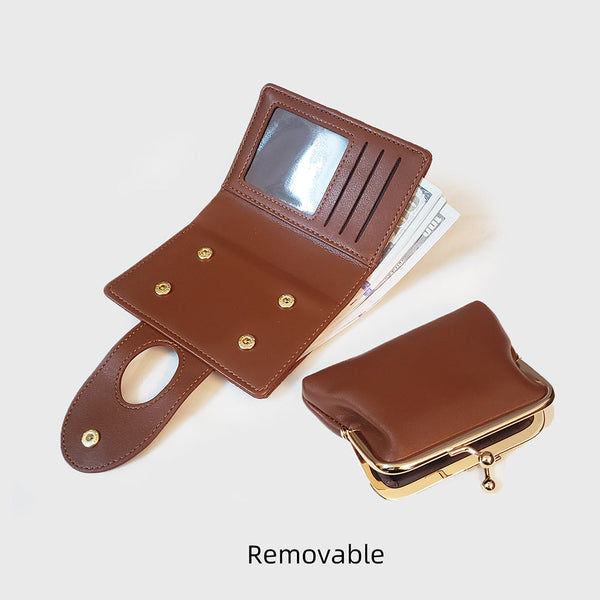 Brown Elegant Croc Embossed Womens Wallet Short Pu Leather Bifold With Removable Kisslock Coin Purse & Card Holder Wallets
